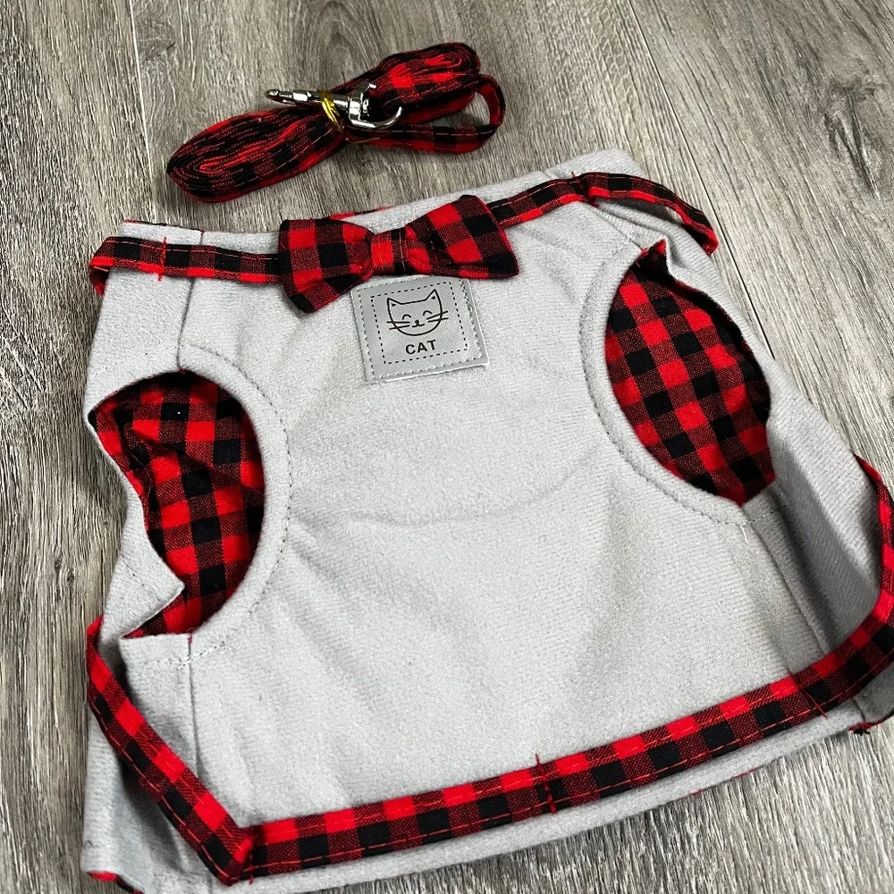 Adjustable Breathable Elegant British Style Jacket Cat Harness With Leash Collar